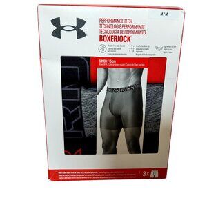 Under Armour Mens Performance Tech Boxerjock 3-Pack  Red & Black Size Medium